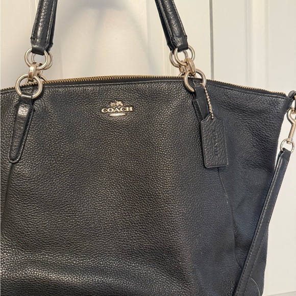 Coach Kelsey Black Pebbled Leather Satchel Tote Bag